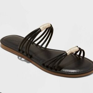 Universal Thread Black Aura Two Band Slide Sandals